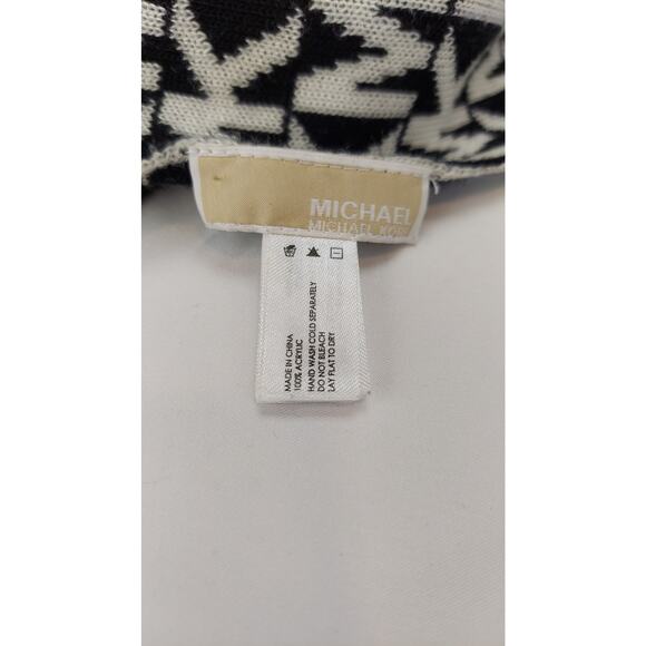 Micheal Kors Black & White MK Logo Monogram Signature Knit Scarf 10x63 - Picture 2 of 6